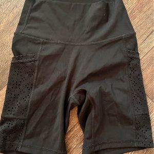 Aerie biker shorts with flower design on side. Size small.